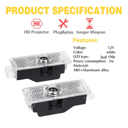 2X LED Car Door Projector Ghost Shadow Welcome Light Accessories For BMW E60 E46 E61 F10 E90 E92 E93 E91 F30 E63 E65 E66 E67 E68