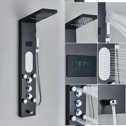 Luxury LED Shower Panel SPA Massage Jet Shower Faucet Bathroom Waterfall Rain Shower Column System Faucet Bathoom