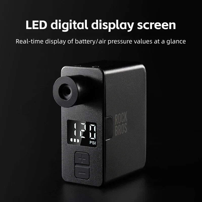 ROCKBROS Bike Pump Portable Mini Electric Air Pump Handheld 120PSI Rechargeable Tire Inflator Car Bike Motorcycle Bicycle Pump