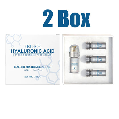 Hyaluronic Acid Stock Solutions Face Serum with Roller Microneedle Set Moisturizing Anti-Wrinkle Facial Serum Smoothing Refresh