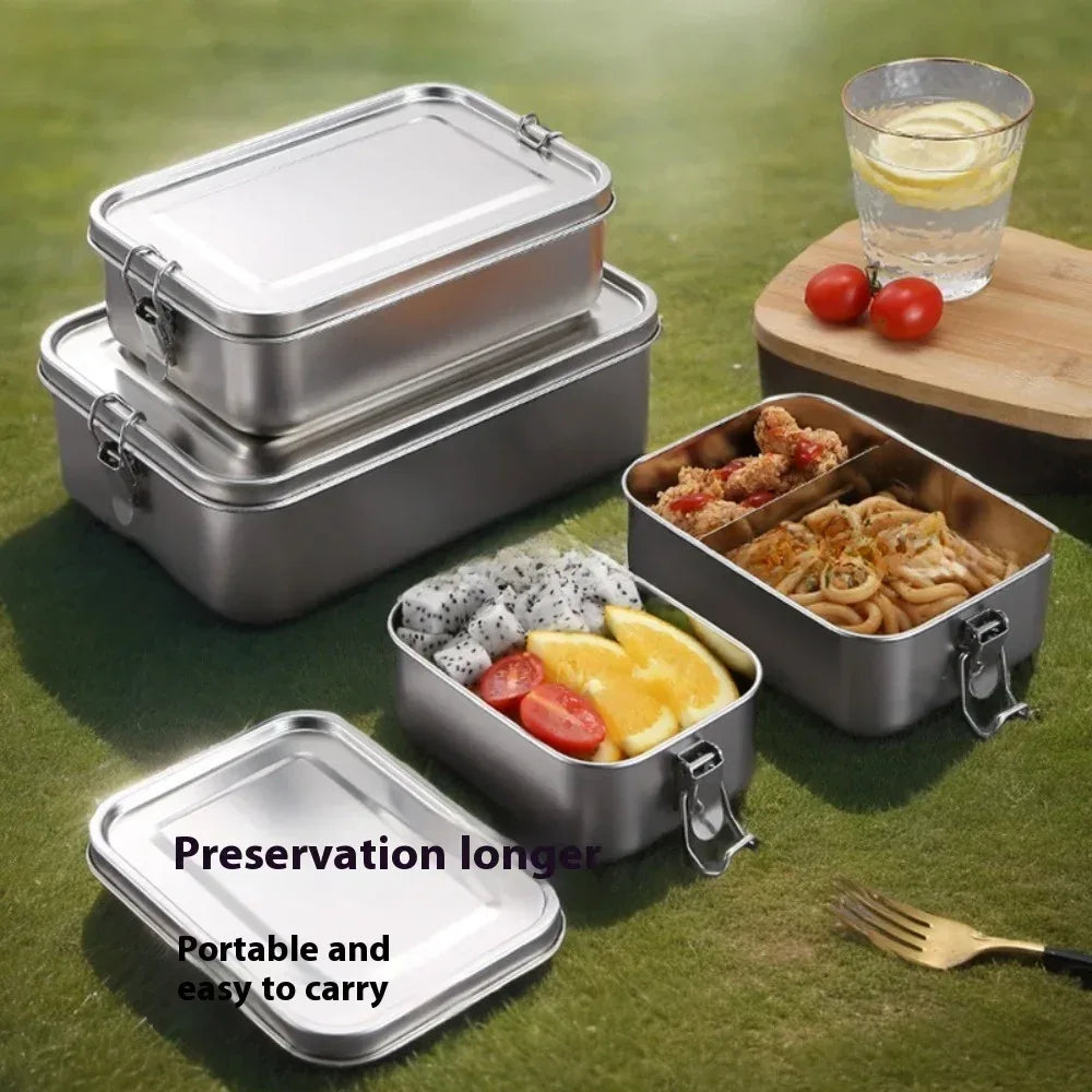 Stainless Steel Bento Lunch Box with Lockable Clips
