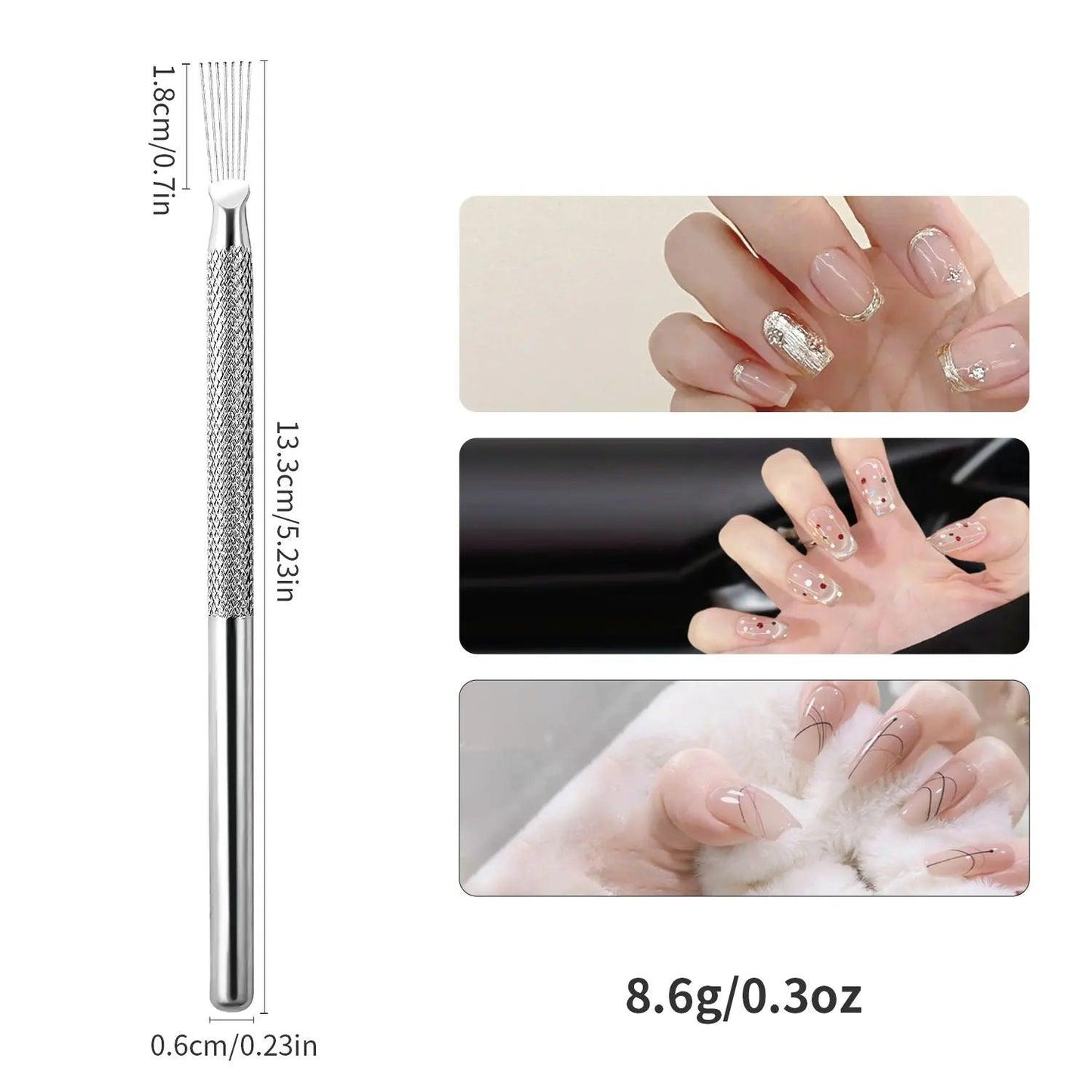 Nail Art Wire Drawing Tool Multifunctional Seven-pin Pen Texture Brush Tools DIY Nail Brush Bendable Feather Pin Painting Lines