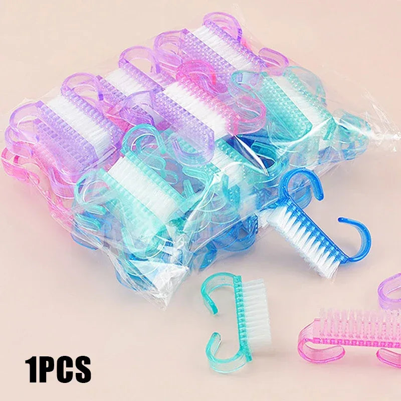 10/1Pcs Plastic Nail Brushes Mix Color Nail Hand Scrubbing Cleaning Brush Dust Cleaner Nail Art Manicure Soft Remover Tools