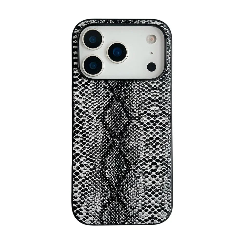 Snake Lichi Pattern Leopard Print PU Leather Case For iPhone18 17 Air 16 15 14 Plus Pro Max Shockproof Rugged Protect Back Cover
