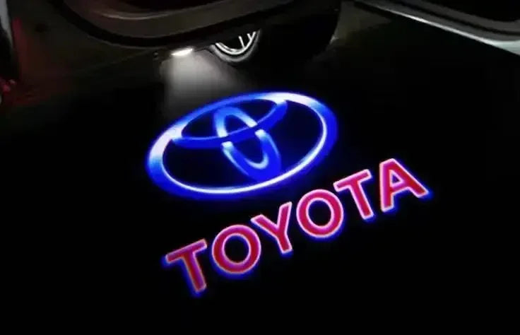 2PCS LED door welcome Lamp logo light For Toyota Camry Highlander Land Cruiser Prado Avalon Reiz Rav4 Crown CHR Prius accessory