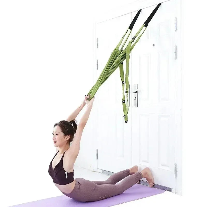 Adjustable Aerial Yoga Strap Elastic Stretch Door Hanging Yoga Belts Hammock Swing Fitness Handstand Rope Training Device Women - Urbizia
