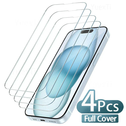 4PCS Full Cover Tempered Glass Screen Protector for iPhone