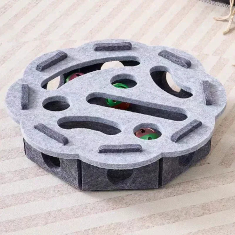 Pet Cat Puzzle Maze Holes Toys Felt Box With Bell Ball Kitten Playing Toys Interactive Funny Cat Supplies - Urbizia