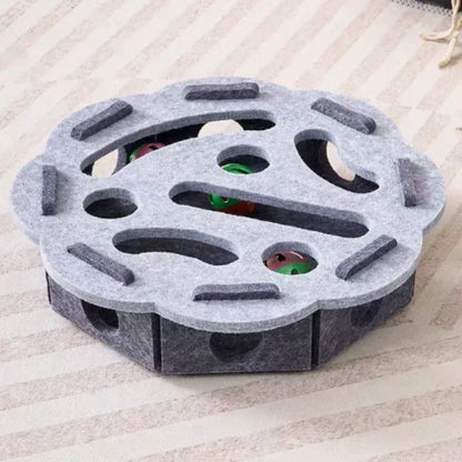 Pet Cat Puzzle Maze Holes Toys Felt Box With Bell Ball Kitten Playing Toys Interactive Funny Cat Supplies - Urbizia