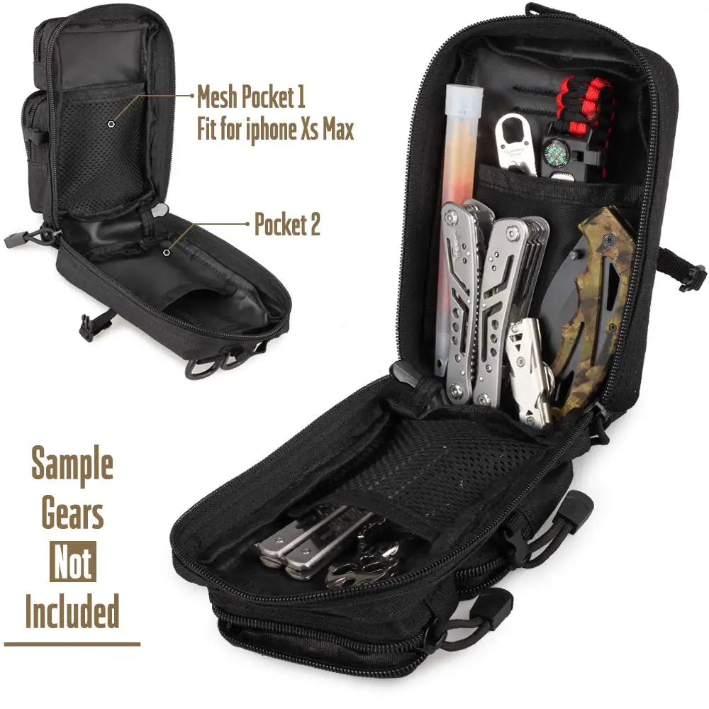 Mini Molle Utility Pouch, EDC Small Tool Pouch for Outdoor Hiking Camping, Phone & Gear Storage Bag