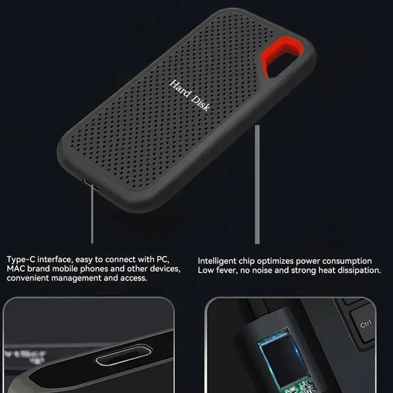 256TB External SSD Portable Solid State Drive 1TB Hard Drive Small Body Big Performance Basic Daily Storage