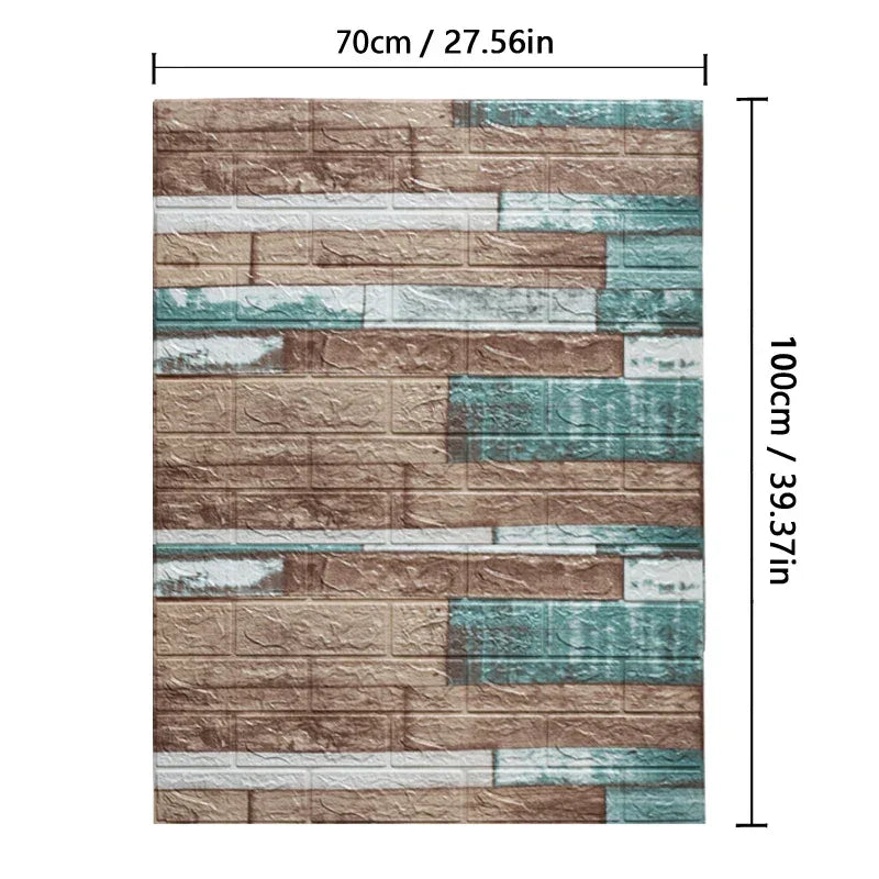 70cmx1m/2m/3m/5m/10m Wallpaper Brick 3D Wall Sticker Foam Self Adhesive DIY Living Room Decor Waterproof Paper - Urbizia