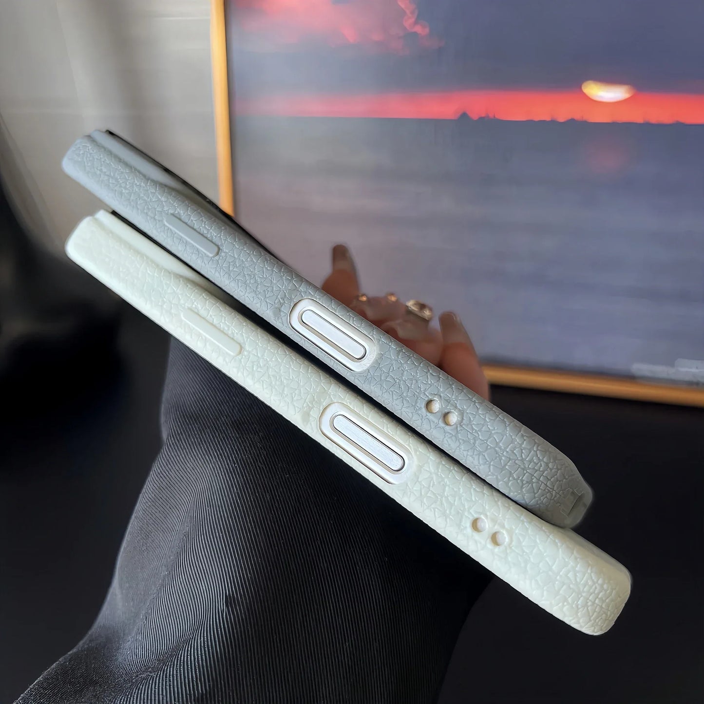 Litchi Pattern For Magsafe Leather Texture Phone Case For iPhone 17 16 15 14 13 12 11 Pro Max Air Plus Magnetic Shockproof Cover