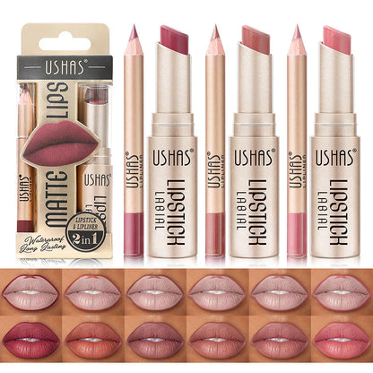 USHAS 12-Color Lip Liner & Matte Lipstick Set