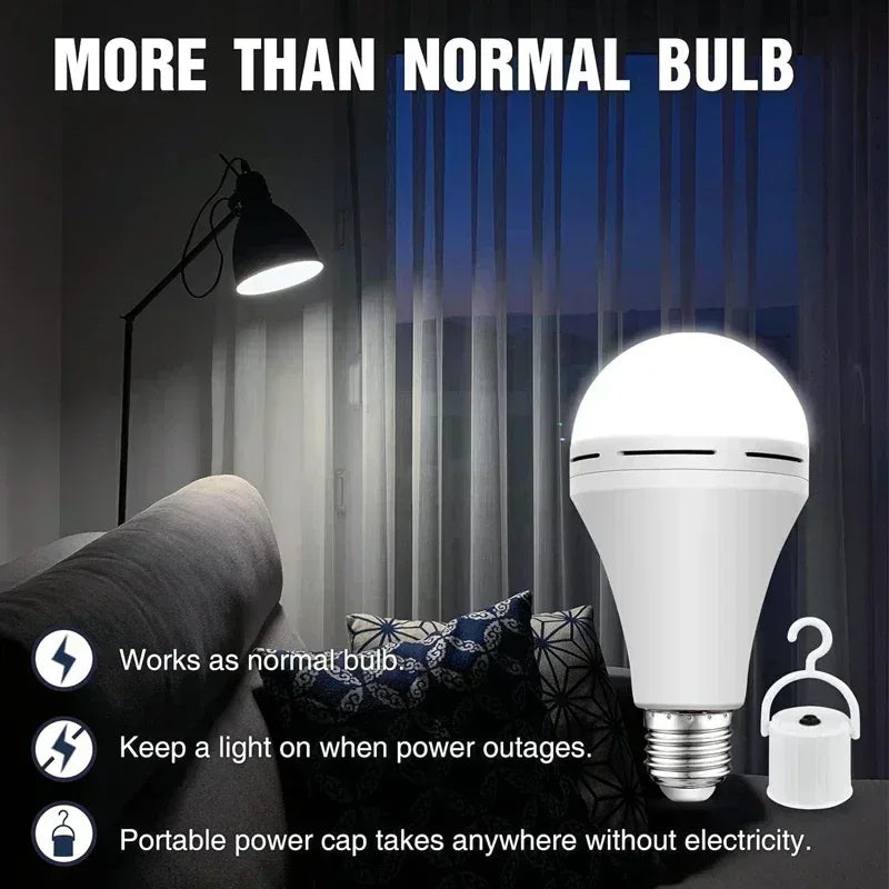 LED Rechargeable Light Bulb 7w 9w 12w 15w 85-265V Emergency Bulb Portable Hanging Camping Lamp for Tent Home Power Failure Porch - Urbizia
