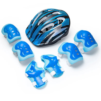 7PCS Kids Helmet Knee Elbow Pads Wrist Guard Sport Protective Gear Adjustable Scooter Skateboard Roller  for Boy Girl 4-12 Years