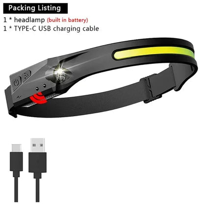 Rechargeable LED Sensor Headlamp with 5 Lighting Modes – Outdoor, Fishing - Urbizia