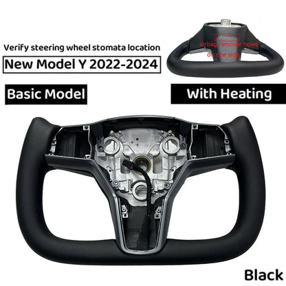  350mm Yoke Handle Steering Wheel With Heating Personalized NAPP Leather Accessories For Tesla Model 3/Y 2018-2022 Y 2022-2024
