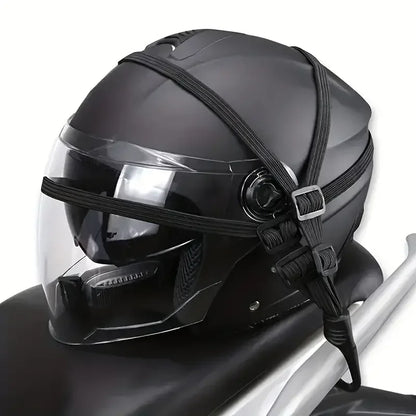 1Pc Motorcycle Elastic Suitcase with Safety Hook-Versatile Helmet Mesh Gear Transport Durable and Sleek for Daily Travel