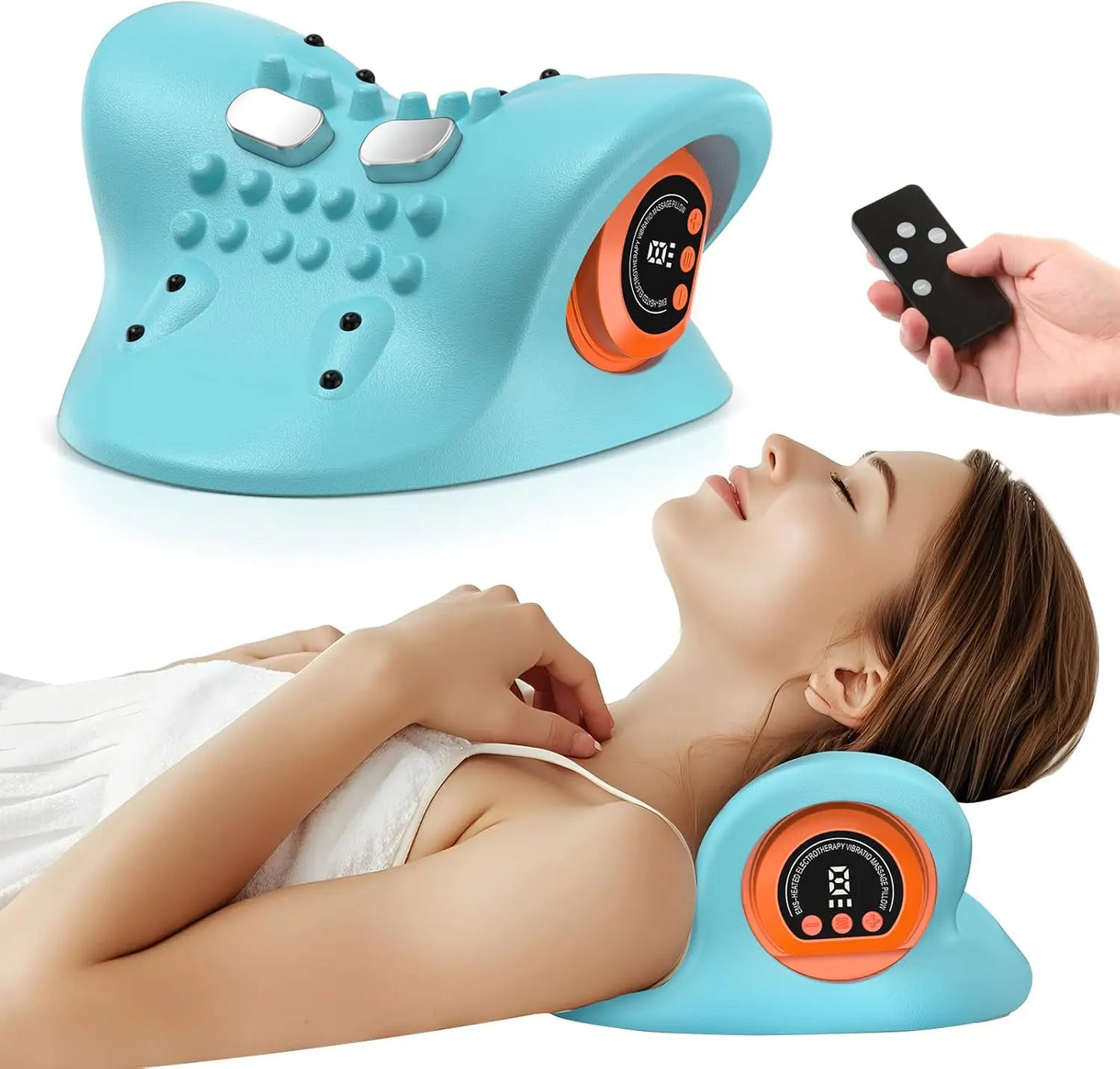 Rechargeable Portable Neck Massager Pillow3-in-1 Shiatsu Neck & Back Massager with Remote Control - Heat/Vibration/Deep Tissue