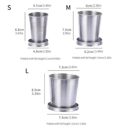 Outdoor Portable Outdoor Camping Portable Metal Stainless Steel Telescopic Cups Folding Cups Drinks Cups.