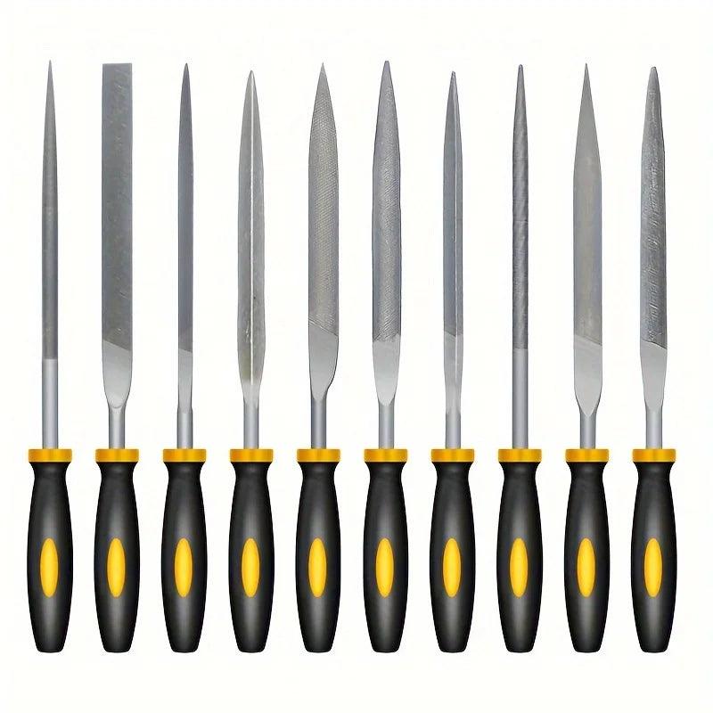High-Carbon Steel Precise Needle File Set - Premium Kit with Non-Slip Ergonomic Handles, for Wood/Plastic/Model Filing