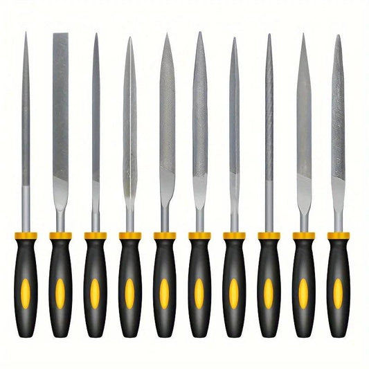 High-Carbon Steel Precise Needle File Set - Premium Kit with Non-Slip Ergonomic Handles, for Wood/Plastic/Model Filing
