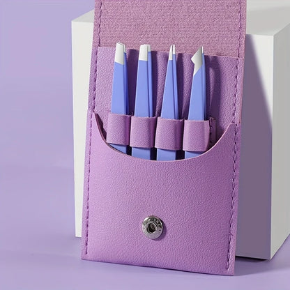 Ouriner 4‑Piece Stainless Steel Eyebrow Tweezers Set