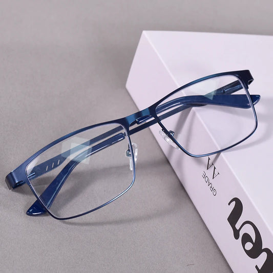 Anti Blue Light Reading Glasses Men High Quality Full-frame Diopter Glasses Business Male Presbyopic Eyeglasses +100+200