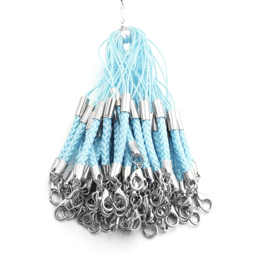 10/20pcs Keychain Rope with Lobster Clasp Jump Rings Lanyard Lariat Strap Cord For DIY Phone Case Decoration Making Supplies