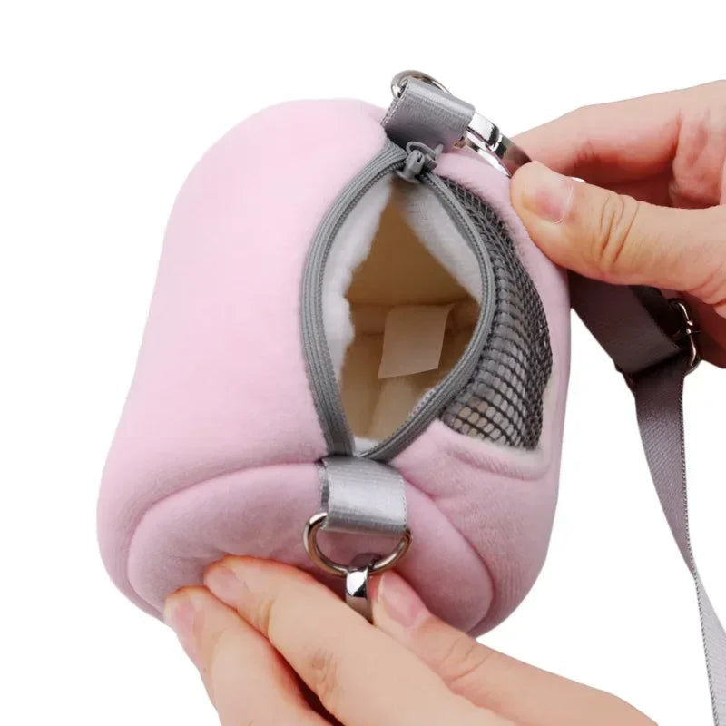 Pet Cage Cross Body Accessories Cylinder Design Soft Practical House Travel Portable Squirrel Visible Mesh Hamster Carrier Bag - Urbizia