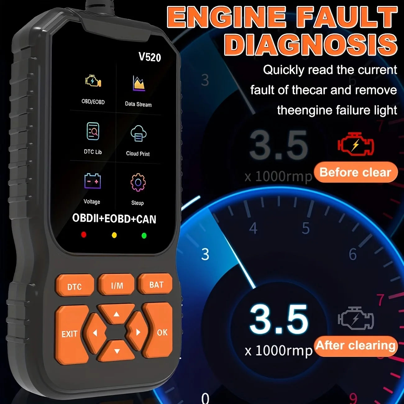 V520 OBD2 Car Diagnostic Scanner – All-in-One Diagnostic Tool for Identifying and Troubleshooting Vehicle Issues.