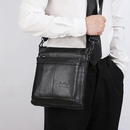 Men's Leather Messenger Bag Business Shoulder Bag Small Crossbody Bag Multi Function Messenger Bag Men's Travel Bag