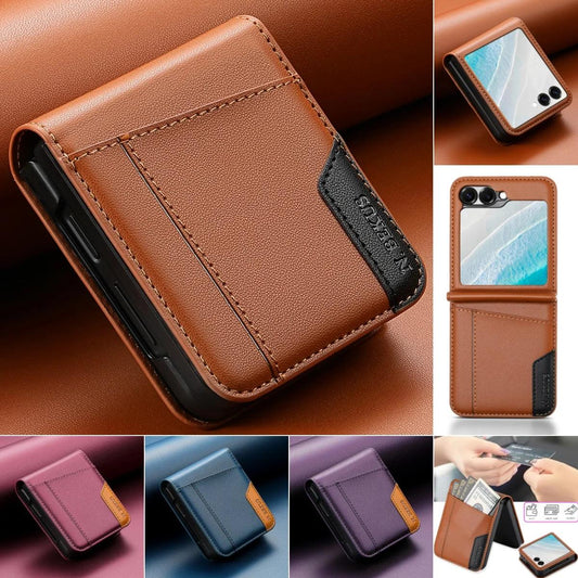 Flip Leather Phone Case For Samsung Galaxy Z Flip 8 7 FE 6 5 4 3 5G Flip7 Flip8 Wallet Card Holder Phone Bag Book Cover Etui