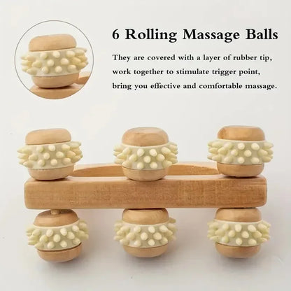 1 Pcs Wooden Massage Roller Tool, Manual Wooden Massager, Wood Back Massage Roller for Neck Leg Back Deep Tissue Muscle Massage - Urbizia