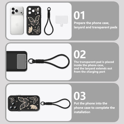 Retro Butterfly Pattern Lanyard Phone Case For iPhone 18 17 Pro Max 16 14 15 17 Pro 13 Pro Max 17e 16e 11 Soft Wrist Strap Cover