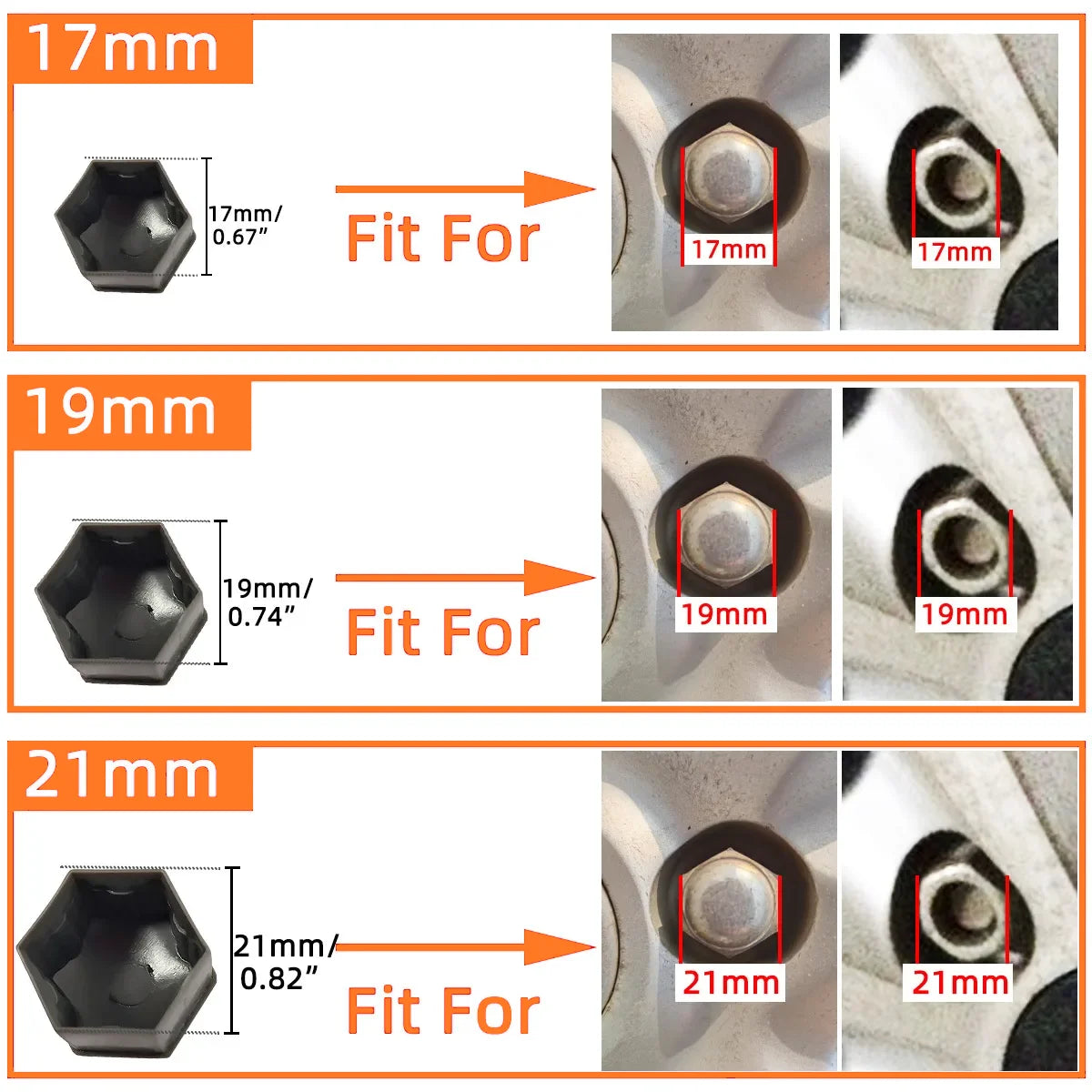 20Pcs 17/19/21mm Car Wheel Nut Caps Auto Hub Screw Cover Bolt Rims Exterior Decoration Special Socket Protection Dust Proof
