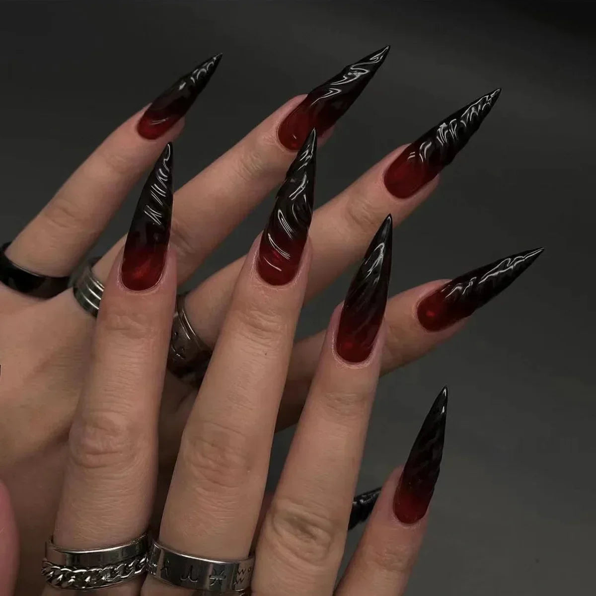 24Pcs Halloween False Nails – Almond Head Clown Design French Full Cover Press-on Nails