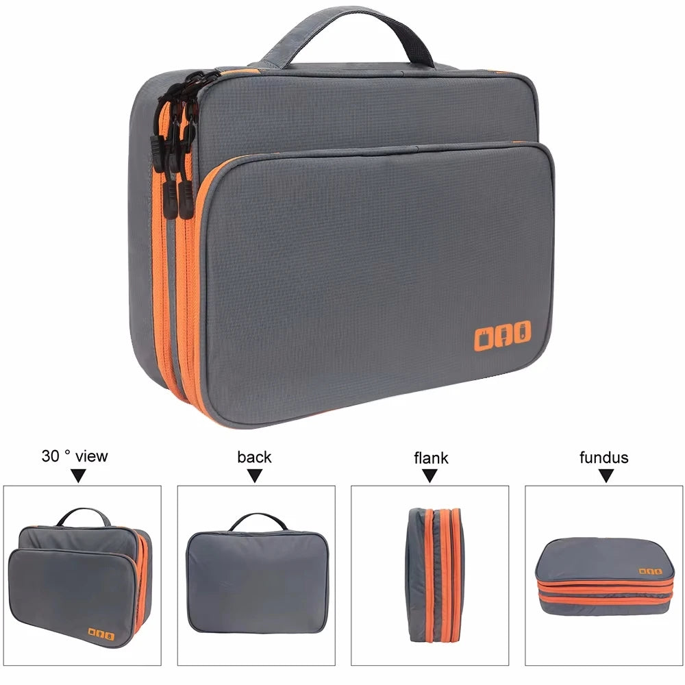 Multi-Layer Travel Cable & Electronics Organizer Bag