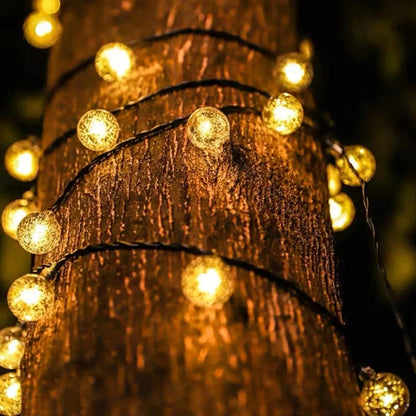 1 Pack 12M/39.37FT. 100 LED Solar Powered Bubble Ball String Light Indoor And Outdoor Decorative Lamp With 8 Lighting Modes Suitable For Home Holiday Park Party Wedding Birthday Festival Path Patio Decoration