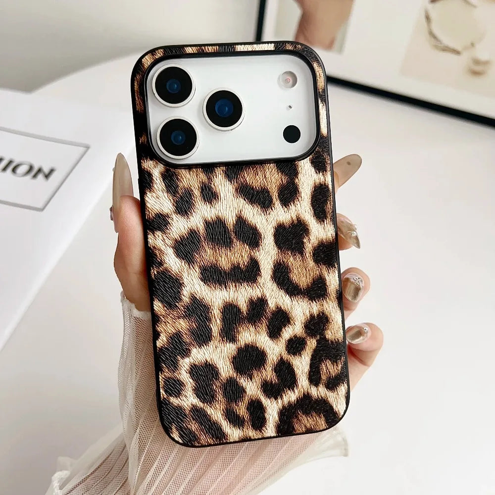 Snake Lichi Pattern Leopard Print PU Leather Case For iPhone18 17 Air 16 15 14 Plus Pro Max Shockproof Rugged Protect Back Cover