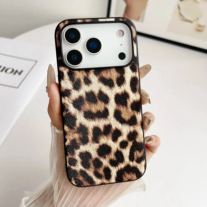 Snake Lichi Pattern Leopard Print PU Leather Case For iPhone18 17 Air 16 15 14 Plus Pro Max Shockproof Rugged Protect Back Cover
