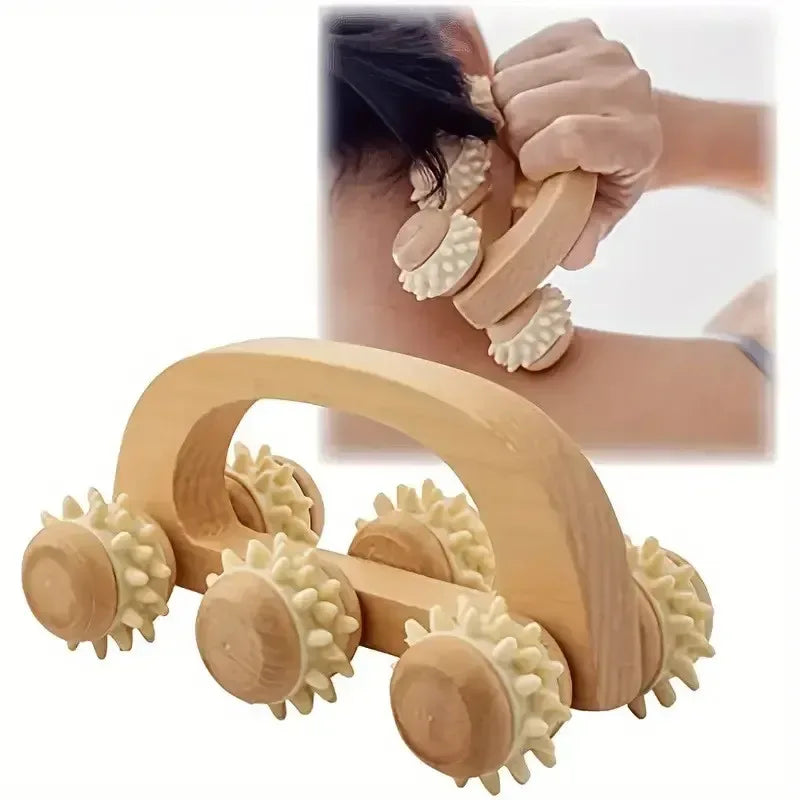 1 Pcs Wooden Massage Roller Tool, Manual Wooden Massager, Wood Back Massage Roller for Neck Leg Back Deep Tissue Muscle Massage - Urbizia