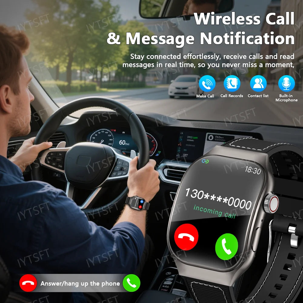 LAXASFIT New Bluetooth Call Smart Watch for Men 2.01" HD Curved Screen Sports Watch Health Monitor Smart Watch for Android iOS