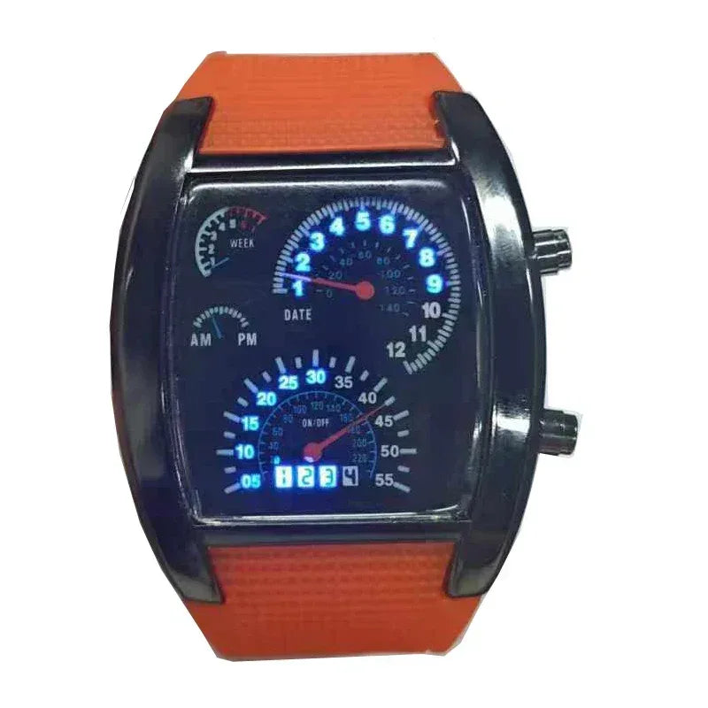 Racing dashboard electronic watch fashion sports aviation LED electronic watch men and women students personalised watch - Urbizia