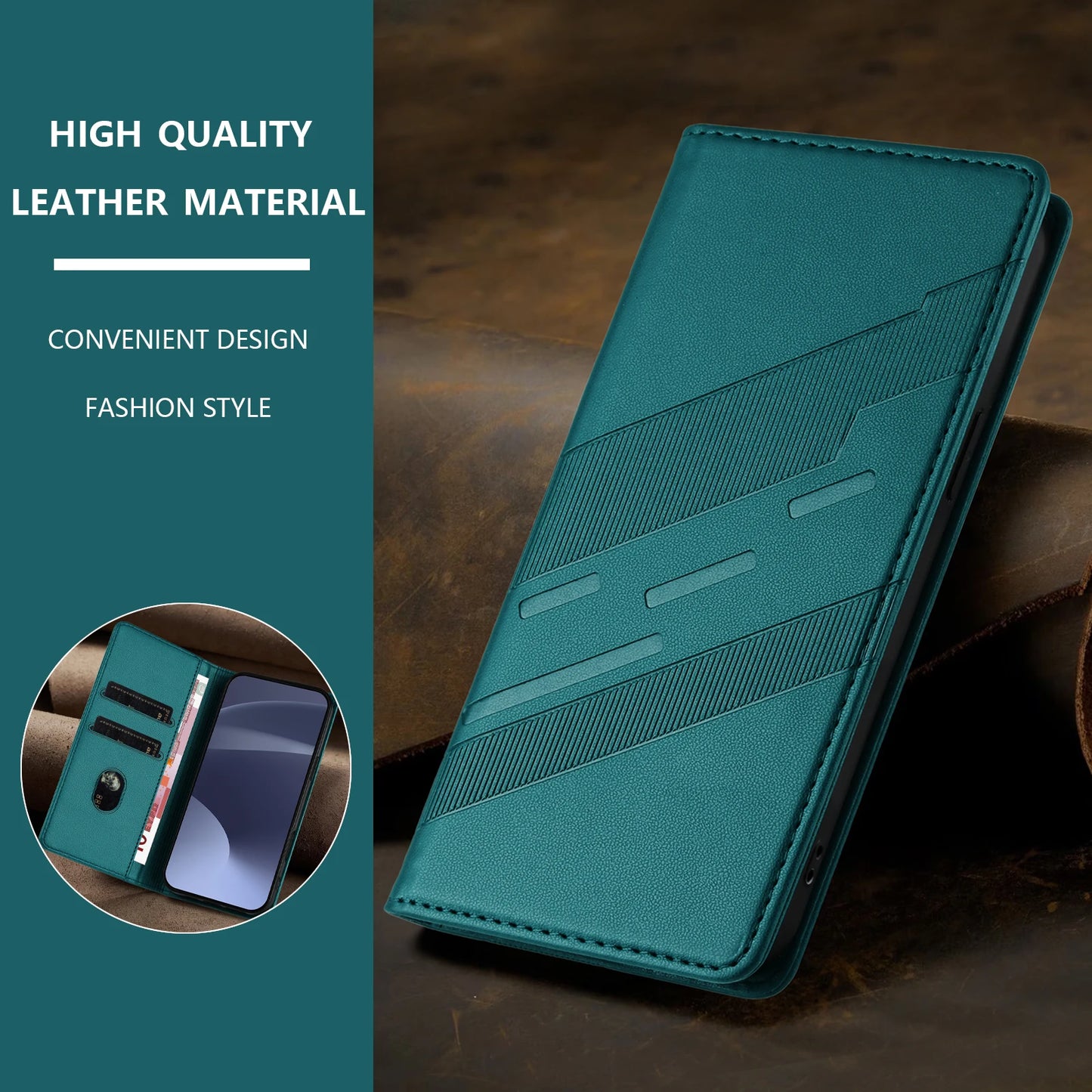 Magnetic Leather Wallet Case for Samsung Galaxy S26 S25 S24 S23 S22 S21 S20 Ultra Plus FE Phone Flip Cover Bussiness Card Holder