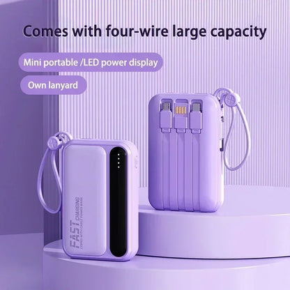 120W Fast Charging Power Bank with Built-in Cables