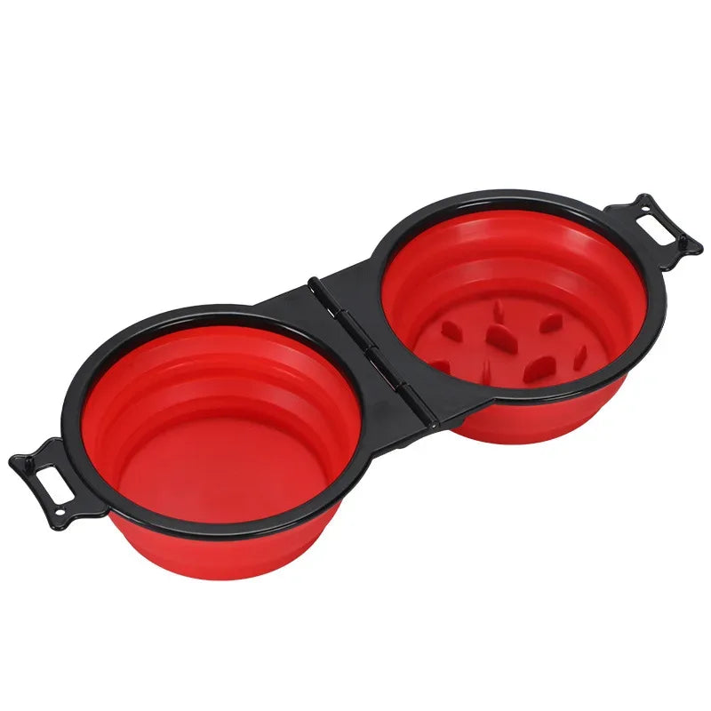 1-piece 2-in-1 Foldable Dual Bowl Feeding Bowl Portable Outdoor Travel Dog Cat Drinking Bowl Pet Supplies Outdoor Feeding Water - Urbizia