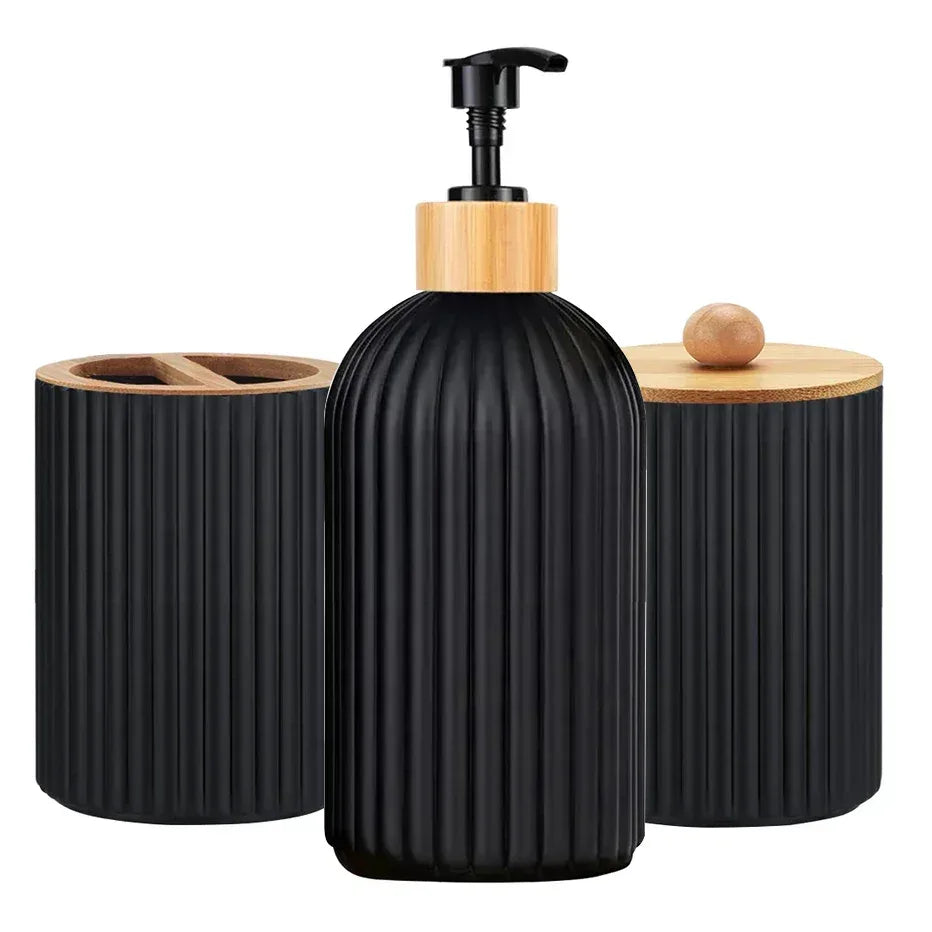 Bathroom Countertop Container Hand Soap Dispenser Cotton Ball Storage Box Toothbrush Holder Home Decoration Organizer - Urbizia