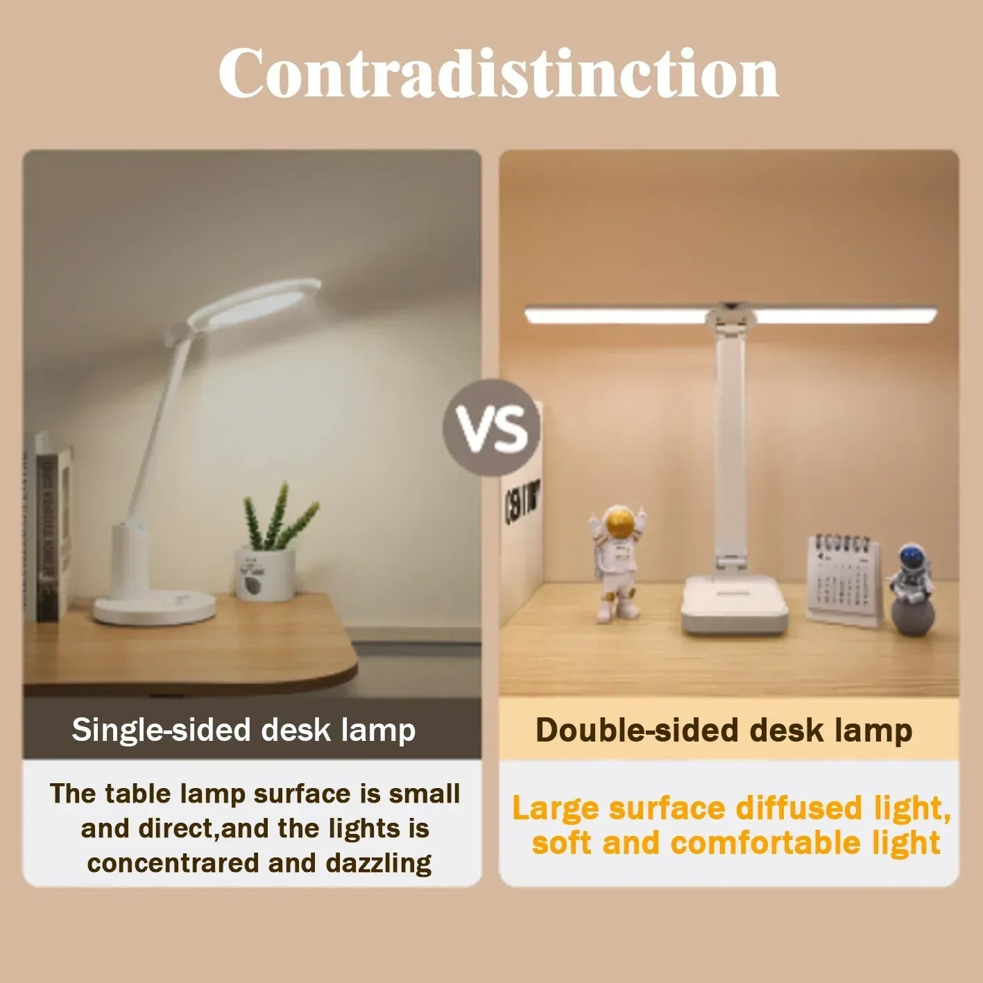LED Desk Lamp 3 Levels Dimmable Touch Night Light USB Rechargeable Eye Protection Foldable Table Lamp For Bedroom Bedside Desk - Urbizia